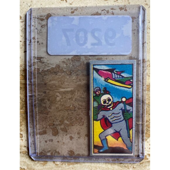 Vintage Japanese Menko Trading Card With Skull Rocket Art - Picture 3 of 4